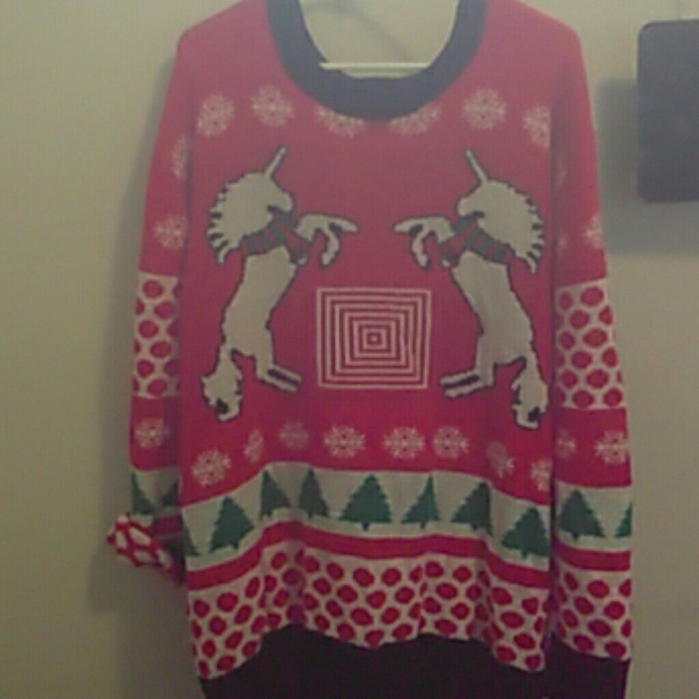 Christmas unicorn sweater dress